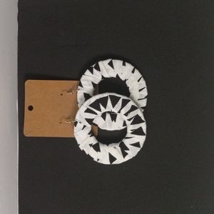 Black and White Fabric Earrings